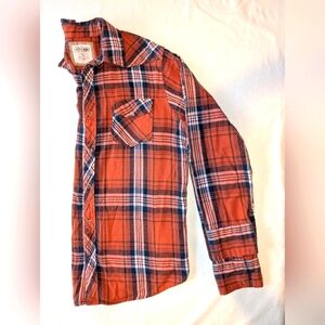 Men's Orange Plaid Shirt
